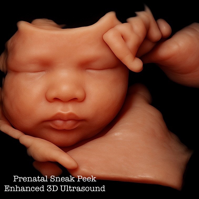 Enhanced 3D ultrasound image of a baby’s face during in-home session in Bel Air, Maryland